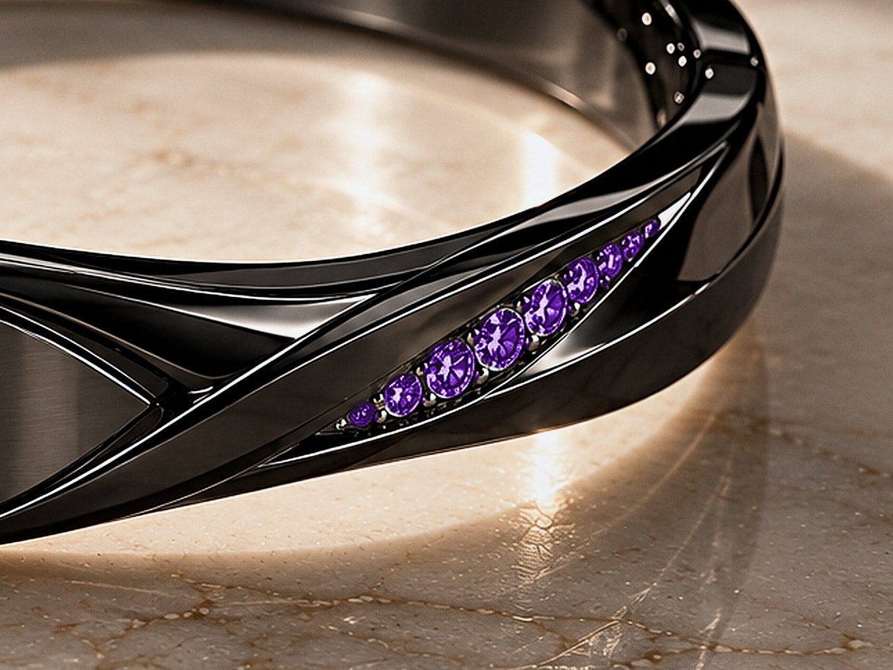 The amethysts set along the band of The Line