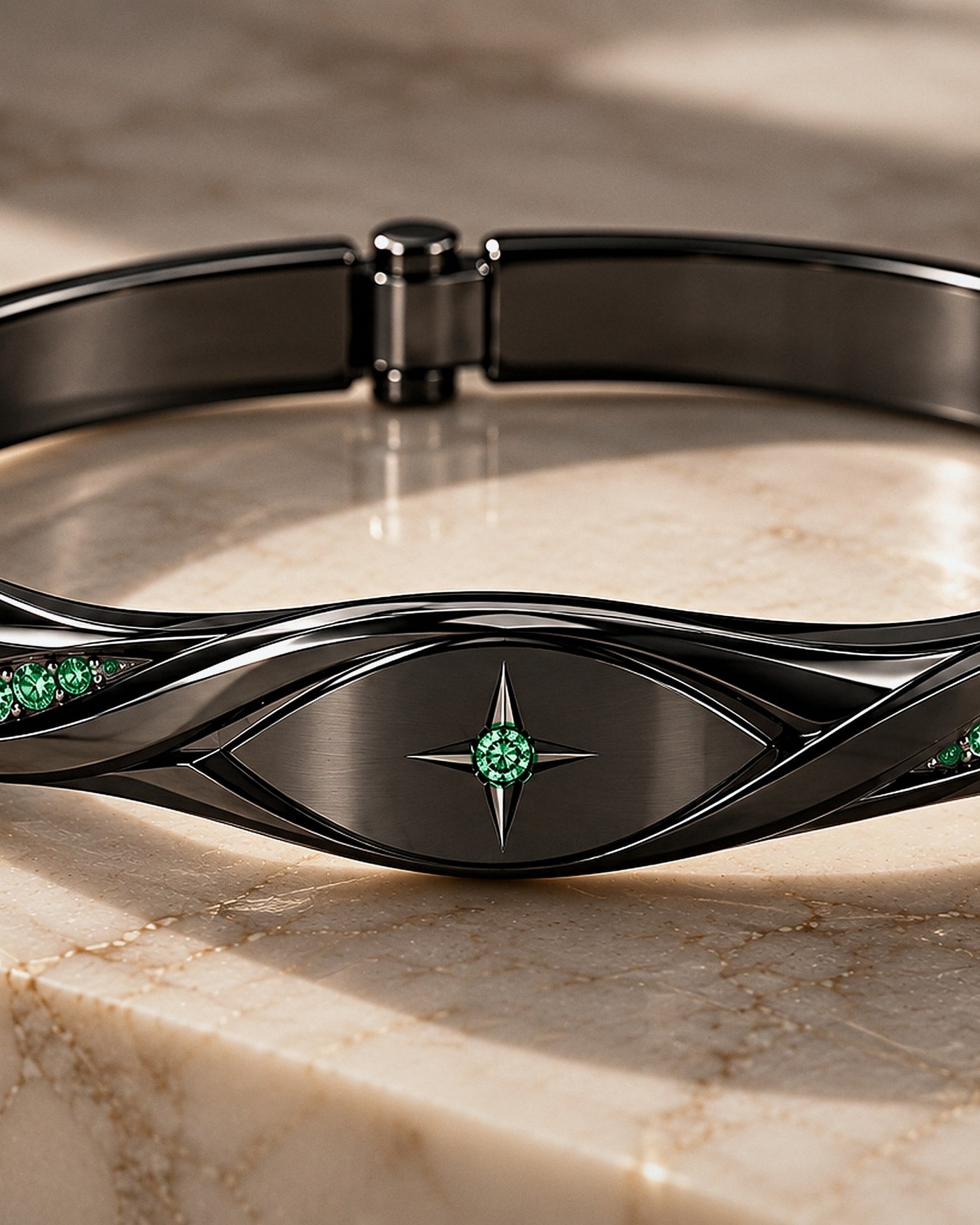 The Line set with emeralds